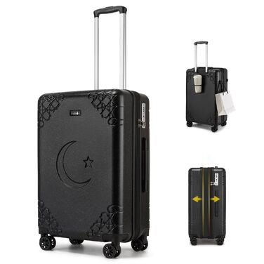 Набір валіз Sea Choice: 3 валізи з жорстким корпусом, розширювані, з 4 колесами, легкі, з TSA-замком (чорний, ручна поклажа 20 дюймів)
