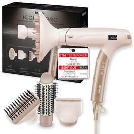 Фен для волосся Beurer HC 150 FusionDry Pro з цифровим двигуном, іонізацією та набором з 4 насадок, складаний дорожній варіант