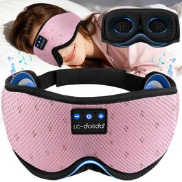 Маска для сну з навушниками Bluetooth 5.4 Dolida, 3D м'яка маска для сну з мікрофоном, рожева - для подорожей, йоги, медитації