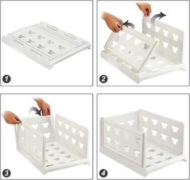 Hossejoy Extra Large Set of 4 Stackable Closet Storage Organizers, Foldable Closet Storage Box Organizers, Plastic Closet Organizer, Shelves, Basket, Bedroom, Office