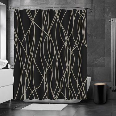 Набір аксесуарів для ванної кімнати Britimes, чорний: шторка для душу, відро, дозатор мила, тримач для унітазу, тримач для зубних щіток та стаканчик для зубних щіток