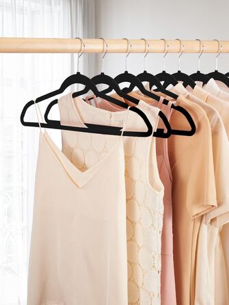 В'язки для одягу з велюру 20 шт. - В'язки для одягу, що економлять місце, для костюмів, тонкі антиковзаючі вішалки для штанів, поворотний гачок на 360°, широкі вішалки для одягу, міцні велюрові вішалки (Чорний)