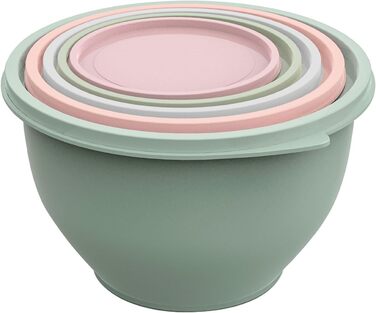 Набір салатниць з кришкою, набір мисок для перемішування з пластику, складні миски для кухні, великий набір мисок, сервіровочні миски ідеальні для змішування та подачі, BPA-free, світло-сірий