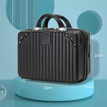 Waterproof Cosmetic Case Makeup Bag Lightweight Carry-on Beauty Case with Handle and Zipper, Women's Wear-resistant Hard Shell Travel Wash Bag for Trips (Black1)