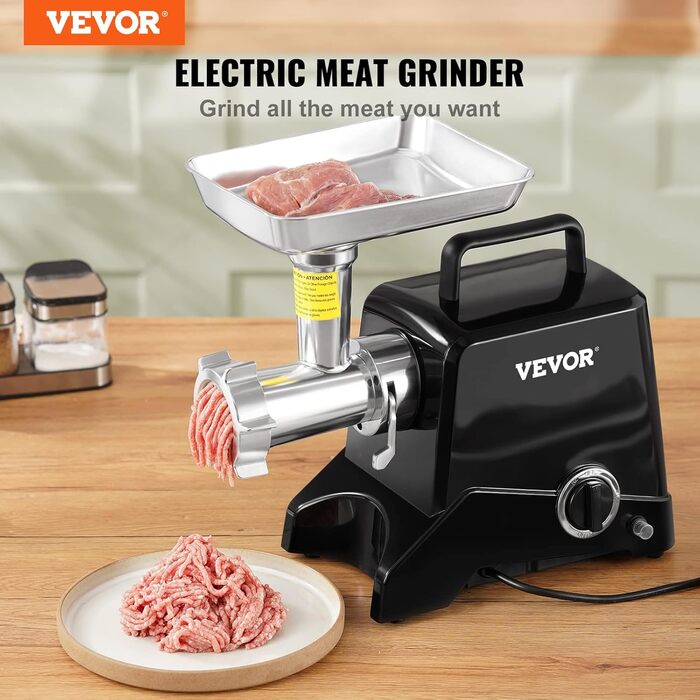VEVOR 1100W Electric Meat Grinder - Stainless Steel, 250kg/hr - Commercial Meat Processing Machine for Restaurant, Butcher Shop, Supermarket