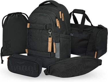 Шкільний рюкзак Baagl Set для хлопчиків та дівчаток-підлітків (5 предметів): рюкзак Skate MAX, пенал, спортивна сумка, бананка, ергономічний, 30 л (Darkness)