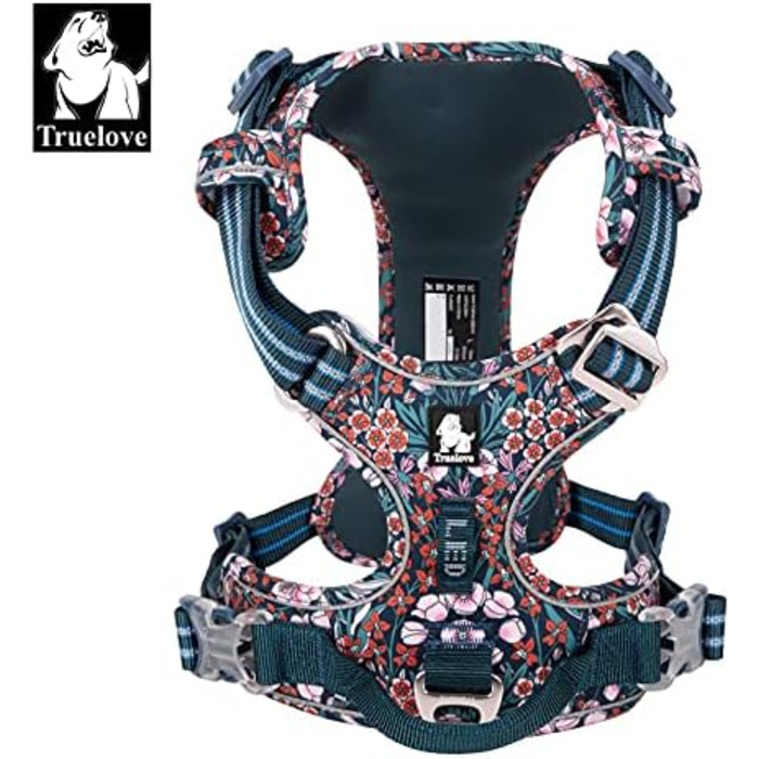 Шлейка для собак WINHYEPET Truelove No-Pull, бавовняна, дихаюча, світловідбиваюча, регульована, для бігу та прогулянок, підходить для котів та собак середніх розмірів (XL, Navy Blazer)