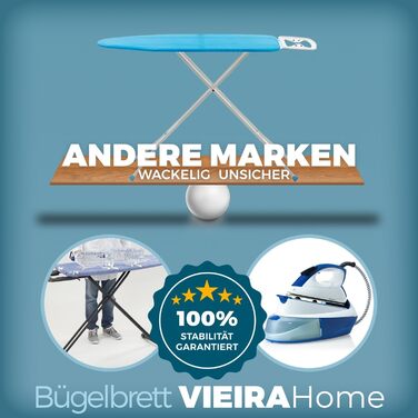 Ironing Board for Steam Ironing Station - Large XXL Black Ironing Table Ironing Boards - 130x47 cm - Made in E.U