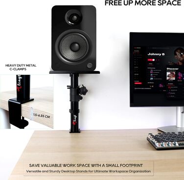 Підставка для настільних колонок, 2 шт., 24,1 x 22,9 см, металева платформа, плоске дно, сумісна з будь-яким столом, ідеальна для студійних моніторів 12,7-17,8 см, полицевих колонок 5'- 7'