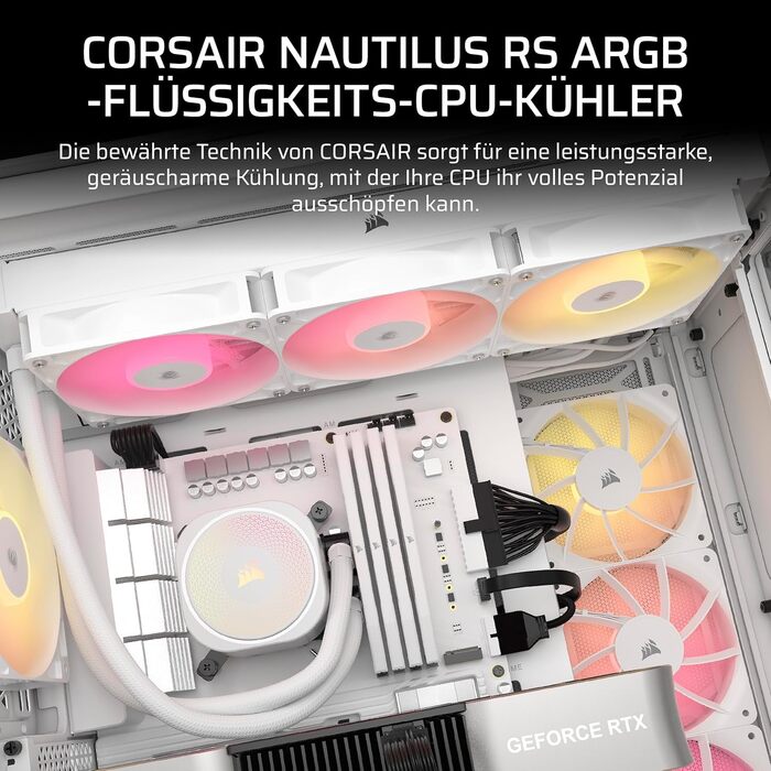 Система водяного охолодження Corsair Nautilus 360 RS для CPU – 360 мм AIO, тиха, з підсвічуванням ARGB, сумісна з Intel LGA 1851/1700, AMD AM5/AM4