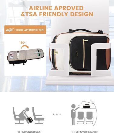 Рюкзак LOVEVOOK для ручної поклажі літака, 40L, водонепроникний, для ноутбука 17 дюймів, для подорожей, школи, роботи, кемпінгу, чоловічий/жіночий, бежевий+чорний+коричневий