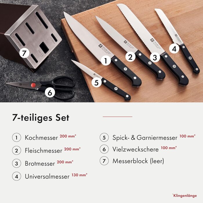 Набір ножів ZWILLING Gourmet самозагострювальний, 7 предметів, нержавіюча сталь, Німеччина, коричневий