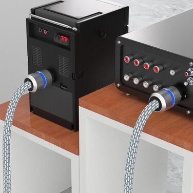 Hi-End мережевий кабель Monosaudio P902E6R 1,5м, 5,5qmm 4N OFC мідь, роз'єми Schuko та IEC C15 з родієвим покриттям, подвійне екранування для підсилювачів, DAC та сабвуферів