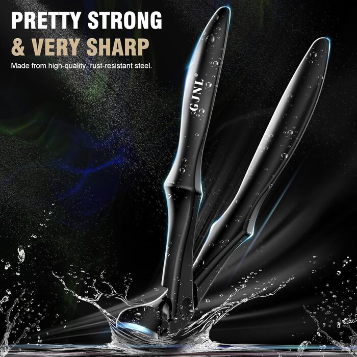 Кусачки для товстих нігтів, широкі губки, для пальців та ніг, гострі, для врослого нігтя, з довгим руків'ям, 5 шт. (чорний)