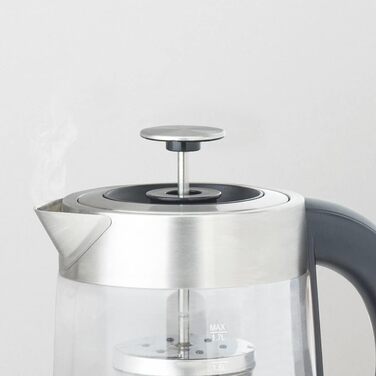 H.KOENIG TI600 Instant T Teapot Electric Kettle 1.5L, 1.5 liters, Stainless Steel/Glass (Kettle and Teapot)