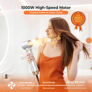 Мультистайлер для волосся 5 в 1 з іонізацією 1000W: фен, автоматичний стайлер для завивки, круглий брашинг та вирівнювач для об'єму та гладкості, білий