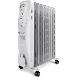 Електричний масляний радіатор Aigostar Pangpang 2300W, 11 секцій, з термостатом та 3 рівнями нагріву, мобільний обігрівач