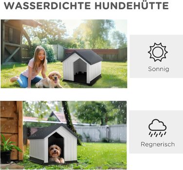 Будка для собак PawHut Outdoor - сіра, 62 x 61 x 60 см. Вологостійка, з вікном, для малих та мініатюрних собак