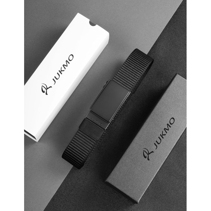 Чоловічий шкіряний ремінь JUKMO з автоматичною застібкою, нейлон 3,8 см, розмір M (91-105 см), чорний