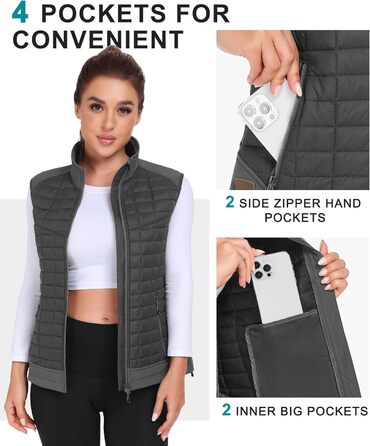 Жіноча жилетка Little Donkey Andy Легка пухова, тепла безрукавка для активного відпочинку, туризму, бігу, подорожей, колір темно-сірий