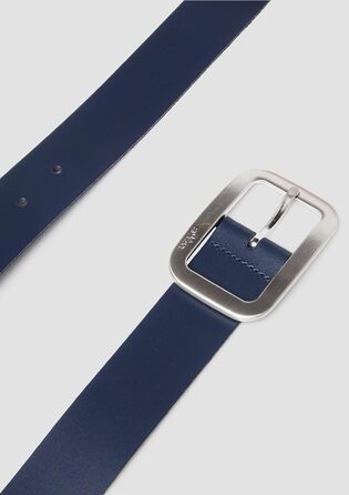 Чоловічий шкіряний ремінь s.Oliver з прямокутною пряжкою та логотипом, темно-синій (90)