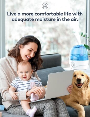 Зволожувач повітря 2.2L для спальні з обертовою насадкою 360°, тихий 28dB, автовимкнення, до 24 годин роботи, легкий у чищенні, для кімнати, дитячої кімнати, рослин
