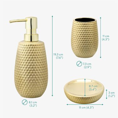 Набір для ванної кімнати Navaris Premium - елегантний набір аксесуарів (дозатор мила, мильниця, стакан для зубної пасти) - золото