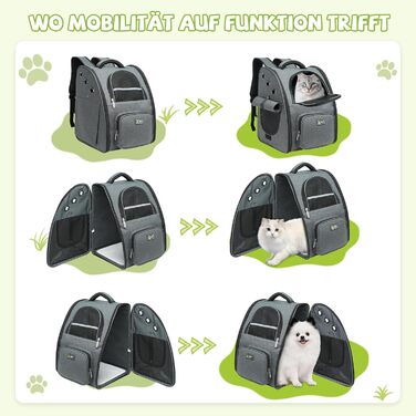 Рюкзак для собак та котів ALLSOPETS - дихаючий, складний, з фіксатором, для подорожей та прогулянок (темно-сірий)