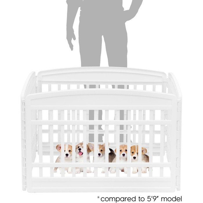 Клітка для собак IRIS USA 61 см, 6 панелей, 61 x 61 x 24 см, загін для цуценят, білий, для дому