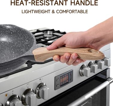 Набір сковорідок JEETEE 6 шт. з кришкою, антипригарне покриття, для всіх плит, індукційні, з кованого алюмінію, PFOA-free (Black, 20/24/28 см)