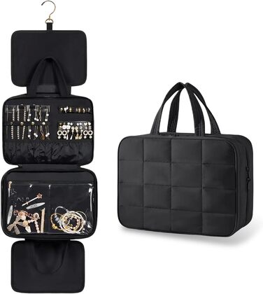 Чохол для туалетних аксесуарів на гачку, дорожній, чорний: органайзер для косметики та прикрас