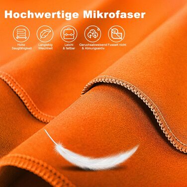 Рушник з мікрофібри HiiPeak: компактний, легкий, швидковисихаючий (50x30 см, помаранчевий)