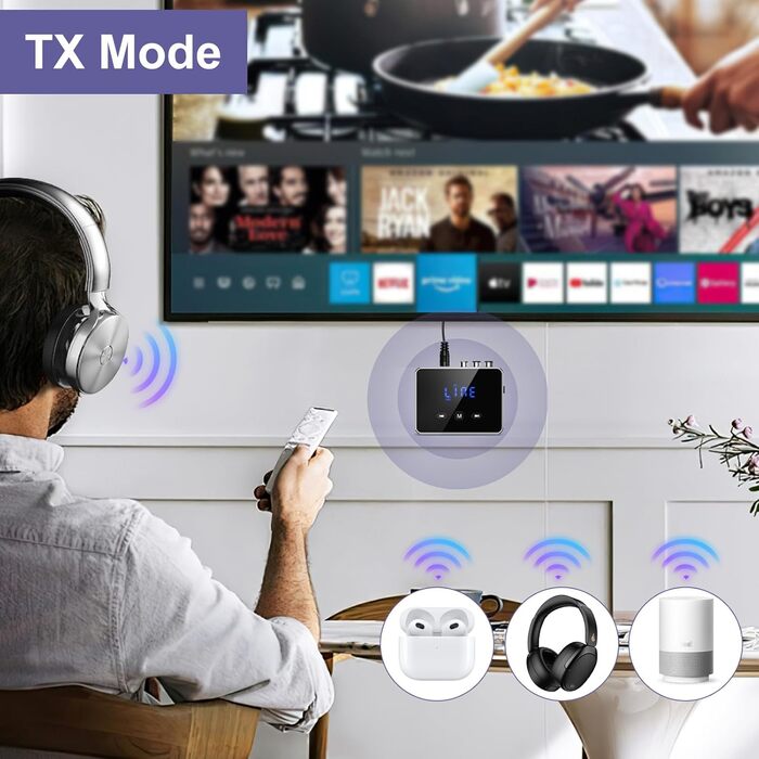 OQIMAX Bluetooth 5.4 Передавач/Приймач: 3-в-1 Bluetooth адаптер з AUX/RCA/Оптичним виходом, підтримка TF-картки та USB, для TV, стереосистеми, низька затримка, чорний