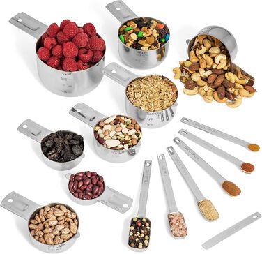 Набір мірних чаш і ложок Hudson Essentials, нержавіюча сталь, 15 предметів