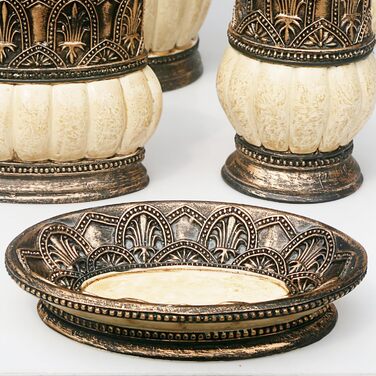 Набір аксесуарів для ванної кімнати Pumkins, ретро-стиль (4 шт.): чашка, тримач для зубних щіток, мильниця, дозатор мила. Декор для дому та робочої поверхні, туалетного столика, подарунок на новосілля. Колір: коричневий