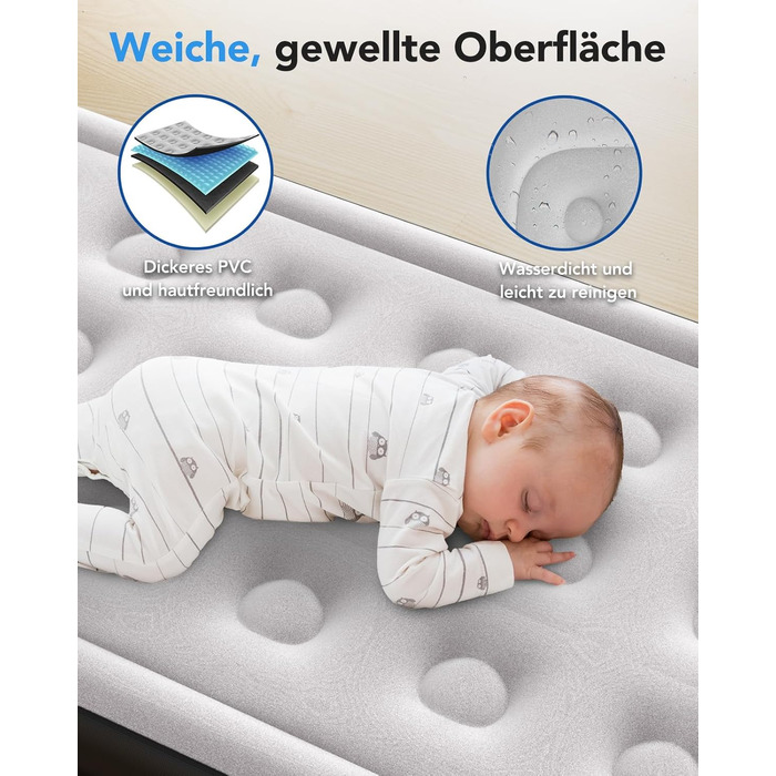 Надувний матрац односпальний з електричним насосом (Чорний, Twin)