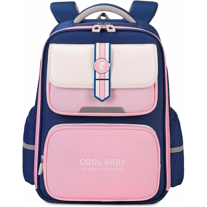 Шкільний рюкзак для дівчаток та хлопчиків, 1-4 клас, ергономічний, з нагрудним ременем, для дітей 6-10 років, з світловідбиваючими елементами (рожевий)