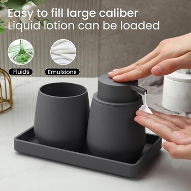 Сучасний набір для ванної кімнати AJEUNGAIN сірого кольору: мильниця, стакан для зубної пасти, піднос. 3 предмети.