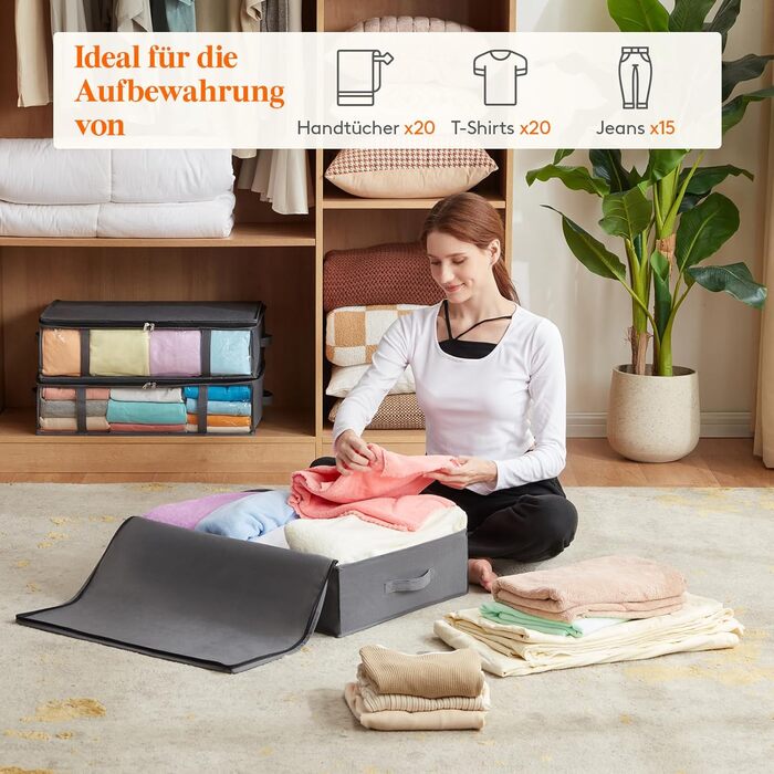 Коробки для зберігання під ліжком від Lifewit (4 шт, 40 л, сірі)