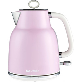Salter Retro 1.7L Electric Kettle - 3kW, 360° Swivel Base, Removable Scale Filter, Cordless, Water Level Indicator, Boil Indicator, Dry Boil Protection & Auto Shutoff, Pink