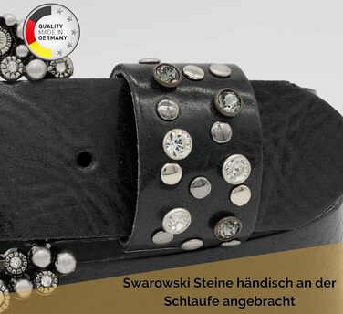 Жіночий шкіряний ремінь AnnaMatoni з розкішною стразовою пряжкою 4 см, чорний, Німеччина, 105 см