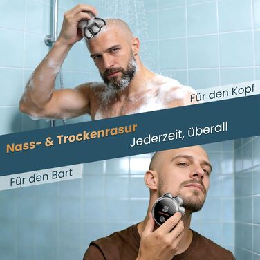 Машинка для гоління голови 7D PRO MAXGROOM IPX6, срібляста, акумуляторна (1400mAh), 8800 об/хв, для чоловіків