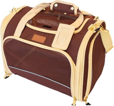 Транспортна переноска для котів та собак, переноска для маленьких собак та котів, коричнева (42 x 29 x 28 см)