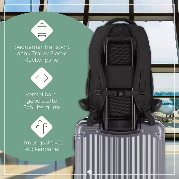 Рюкзак для ручної поклажі Travelite BASICS 22 л, 15,6'' для ноутбука, чорний, міський деньпак з багатьма відділеннями, 45 см