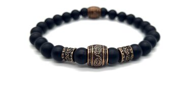 Браслет Вікінг Onyx 8mm | Ручна робота | Браслет з перлин | У подарунковій коробочці (16, Onyx) 16 см