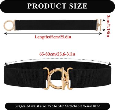 Жіночий еластичний ремінь Amaxiu з золотистою пряжкою, вузький ремінь для талії, чорний
