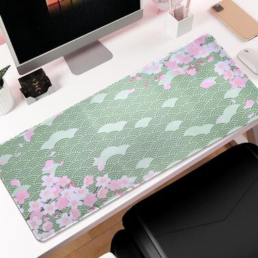 Ігровий килимок для миші XXL 900x400 мм Sakura, протиковзний килимок на стіл для геймерів та офісу (чорний)