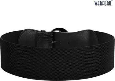 Жіночий широкий еластичний ремінь WERFORU для суконь та костюмів, чорний, обхват талії 94-107 см