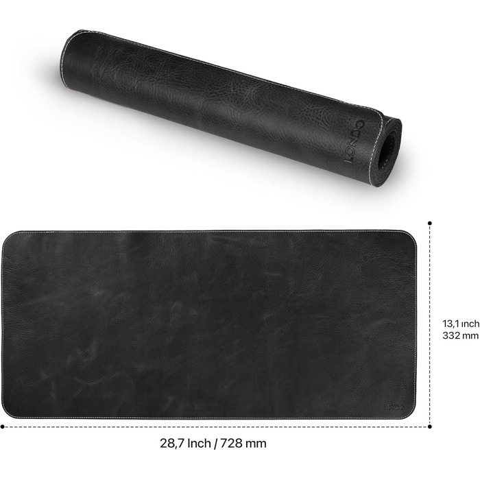 Мишка Londo Echtleder – великий килимок для миші зі шкіри, чорний. Килимок для столу з антиковзким покриттям