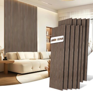 Акустичні настінні панелі AKK-STAR з дерева (горіх), 1200 x 600 x 18 мм, набір 2 шт (1,44 м²) — 3D оздоблення для шумоізоляції вітальні та офісу